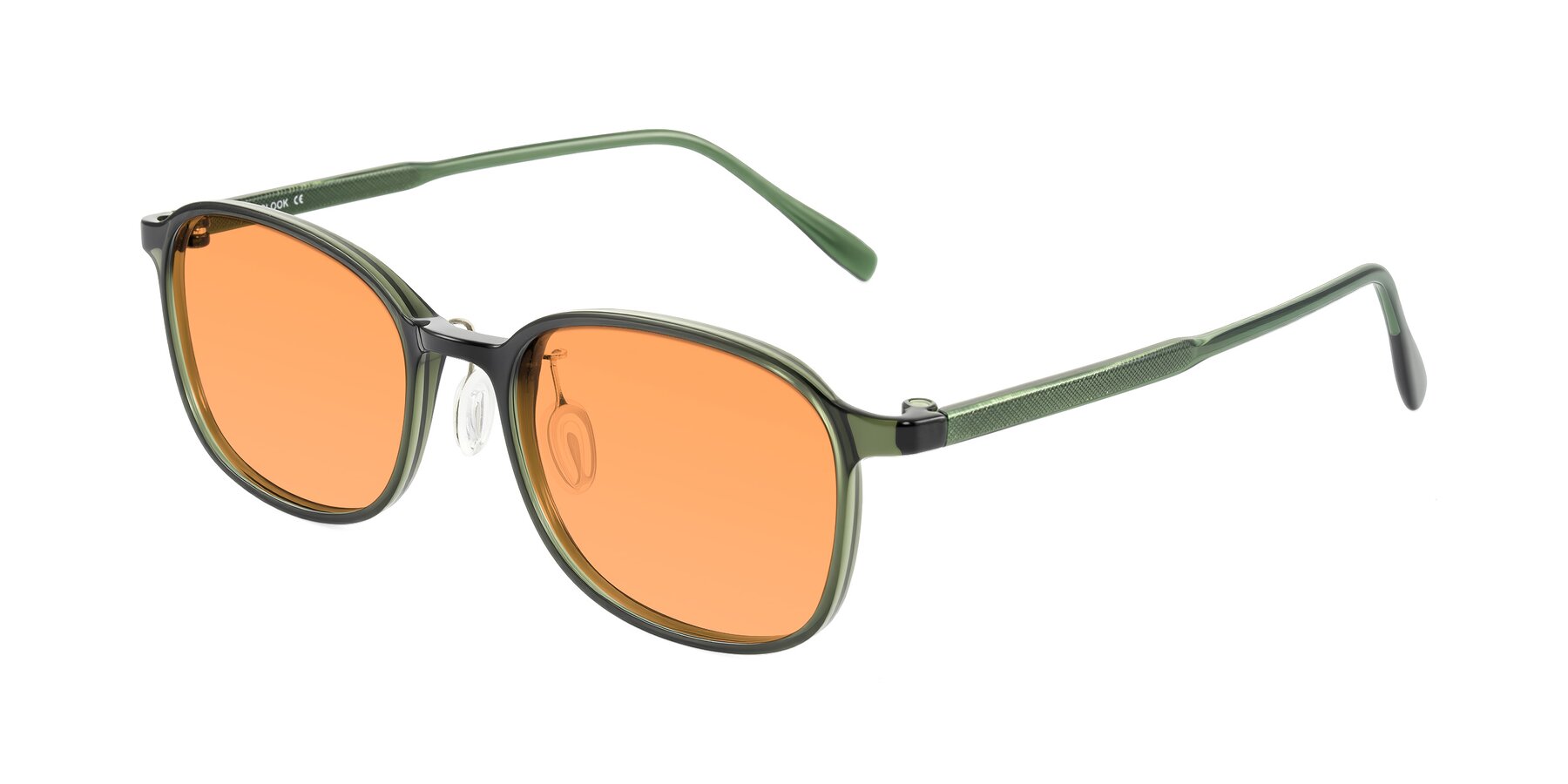 Angle of Sogge in Dark Green with Medium Orange Tinted Lenses