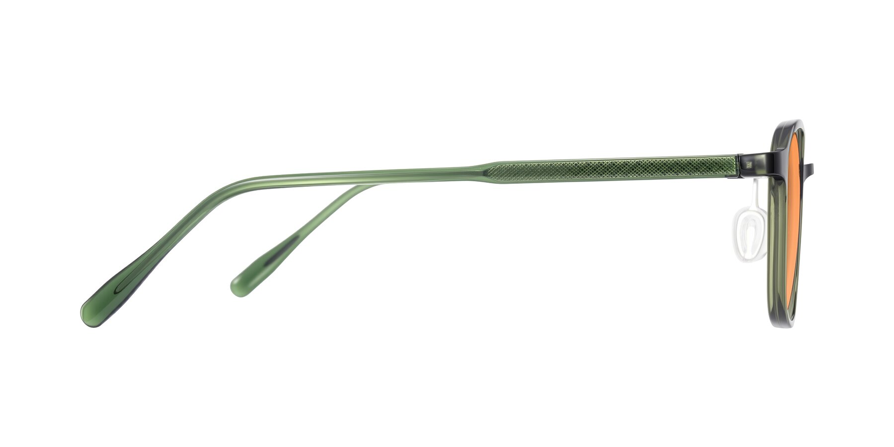 Side of Sogge in Dark Green with Medium Orange Tinted Lenses