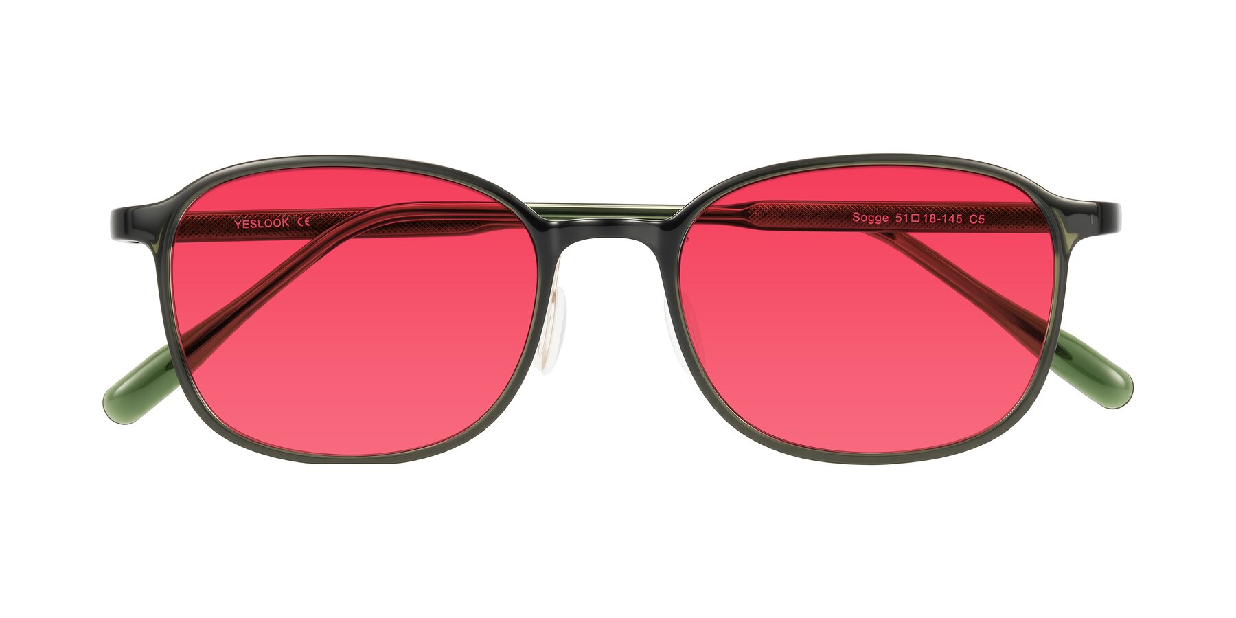 Folded Front of Sogge in Dark Green with Red Tinted Lenses