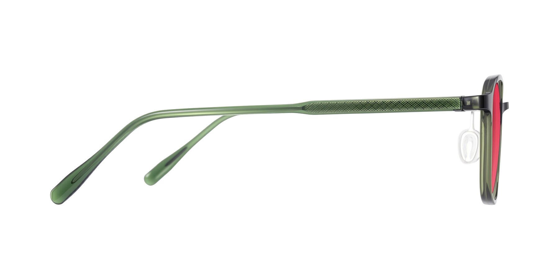 Side of Sogge in Dark Green with Red Tinted Lenses