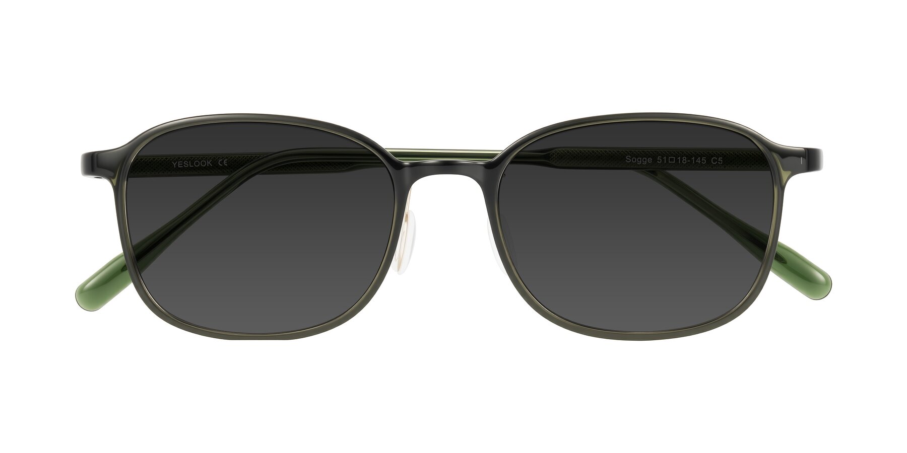 Folded Front of Sogge in Dark Green with Gray Tinted Lenses