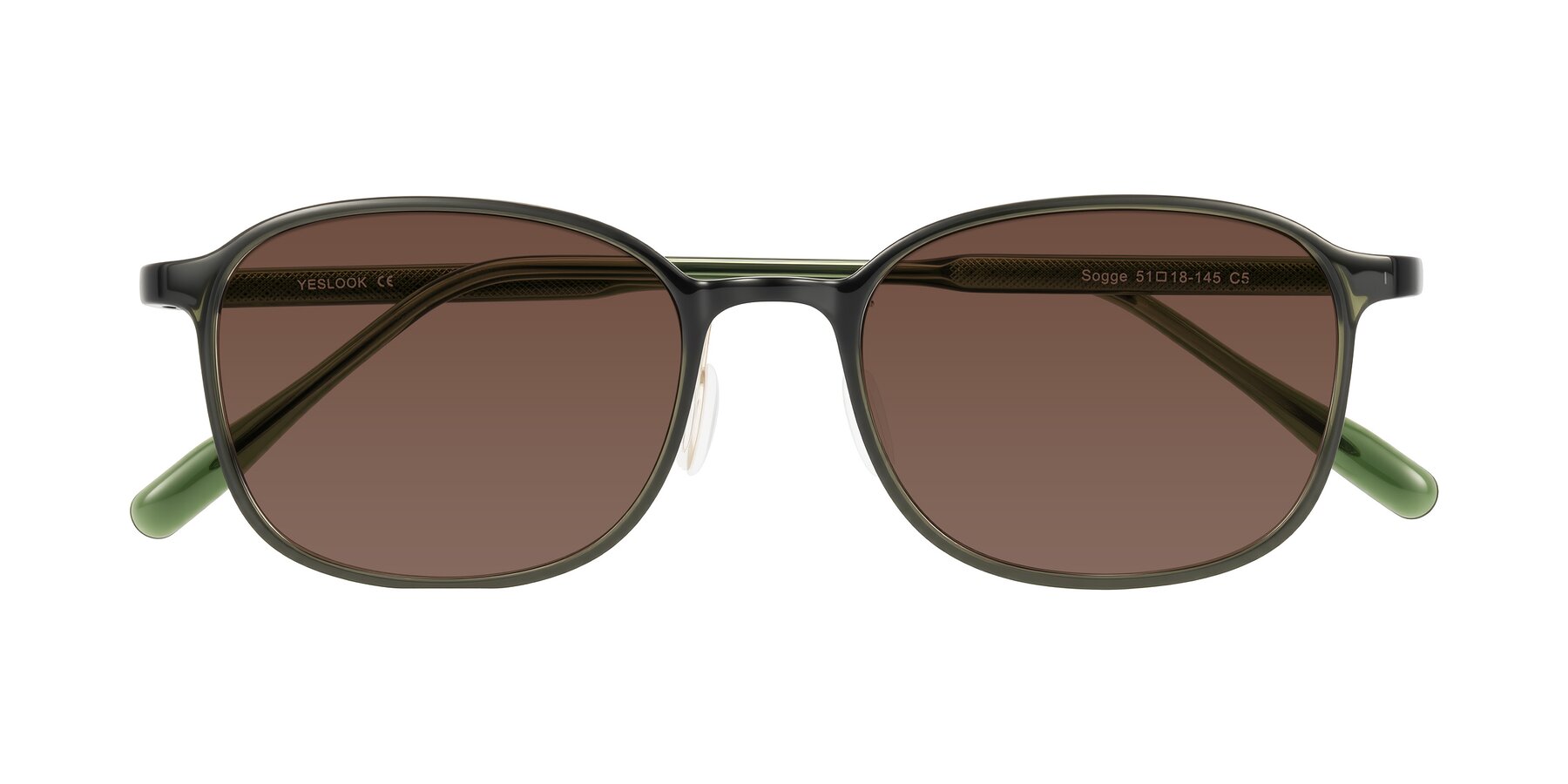 Folded Front of Sogge in Dark Green with Brown Tinted Lenses