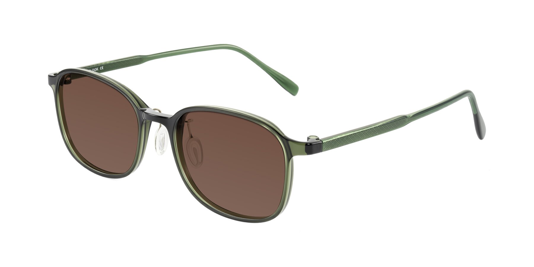 Angle of Sogge in Dark Green with Brown Tinted Lenses