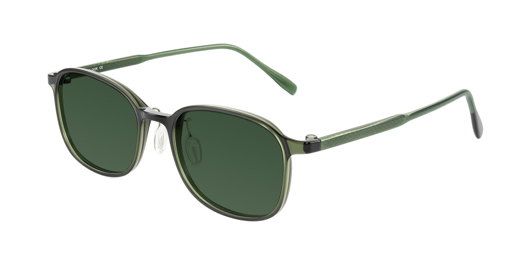 Angle of Sogge in Dark Green with Green Tinted Lenses