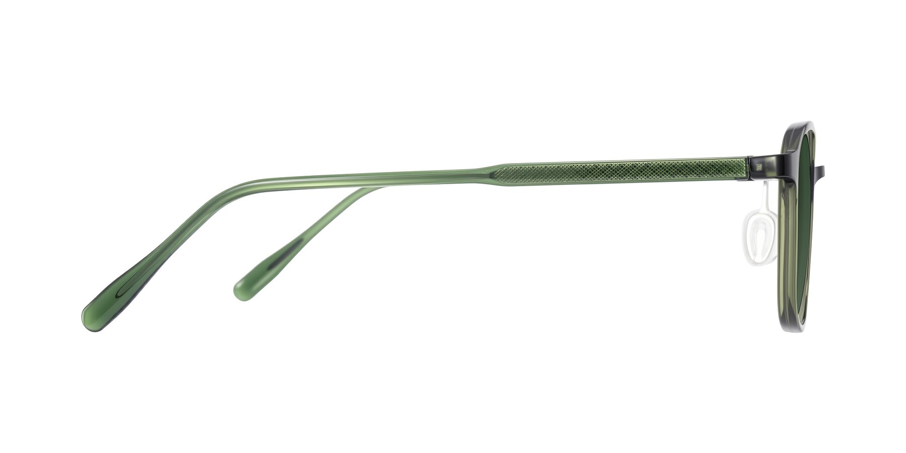 Side of Sogge in Dark Green with Green Tinted Lenses