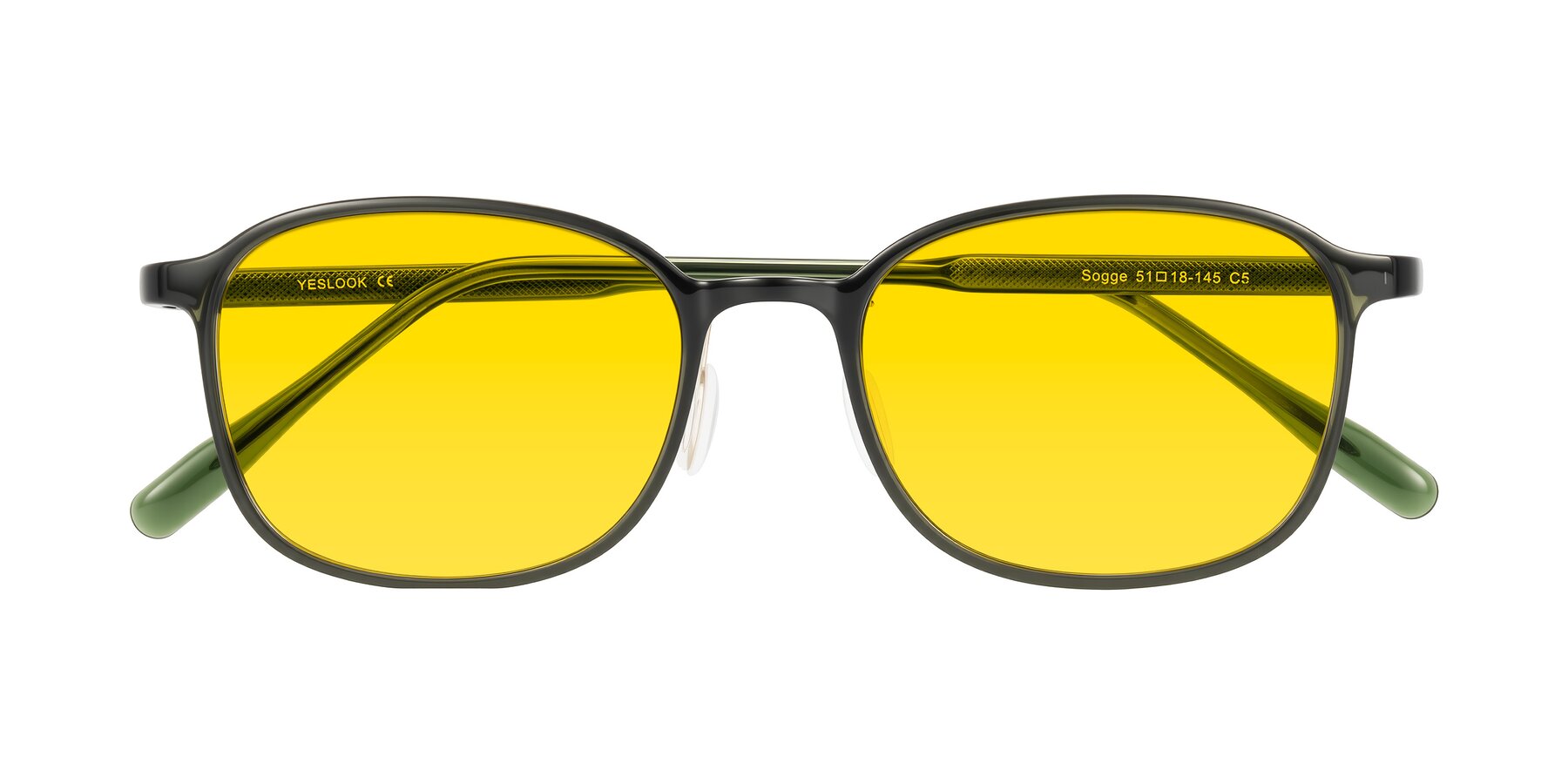 Folded Front of Sogge in Dark Green with Yellow Tinted Lenses
