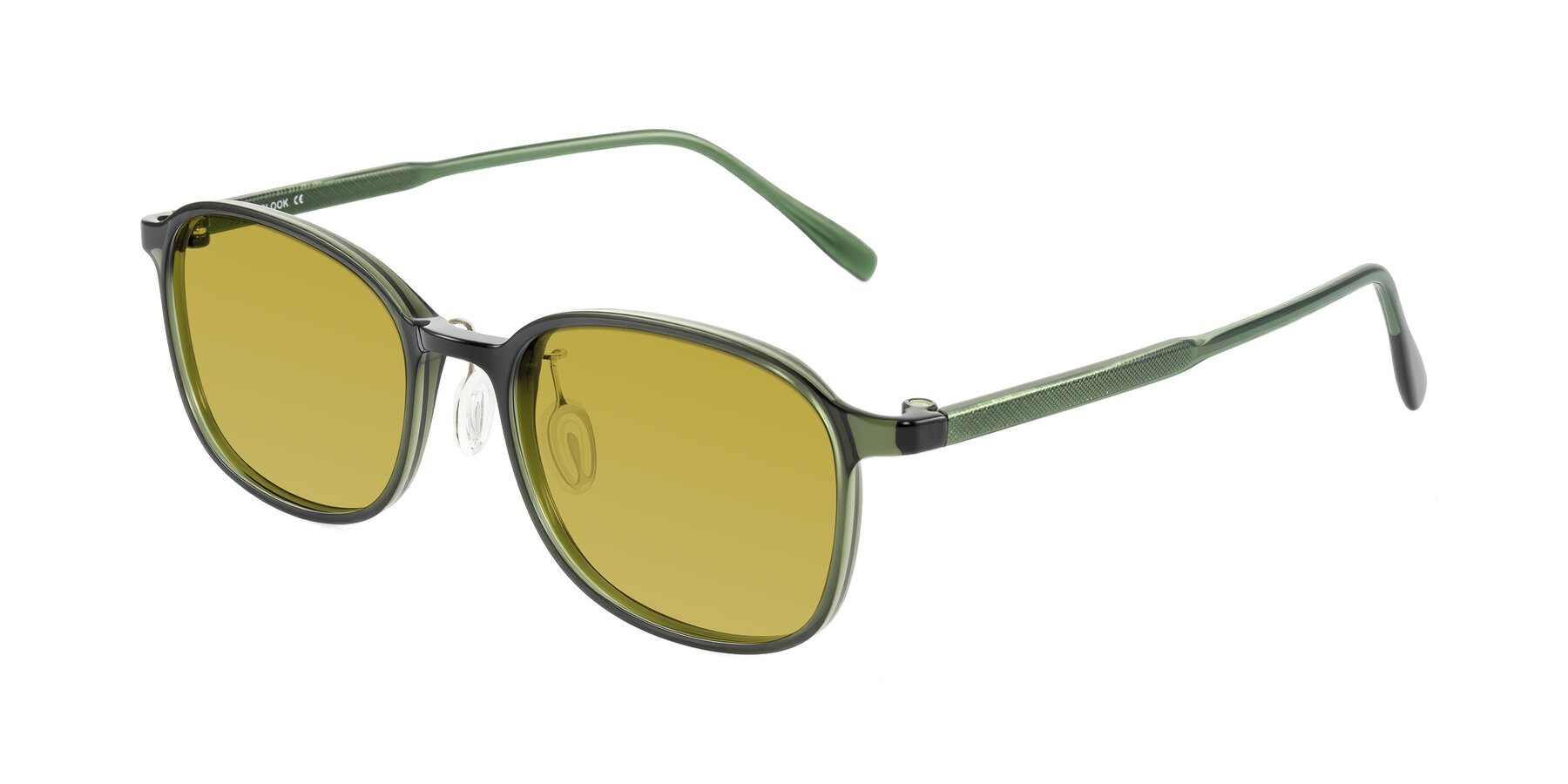 Angle of Sogge in Dark Green with Champagne Tinted Lenses