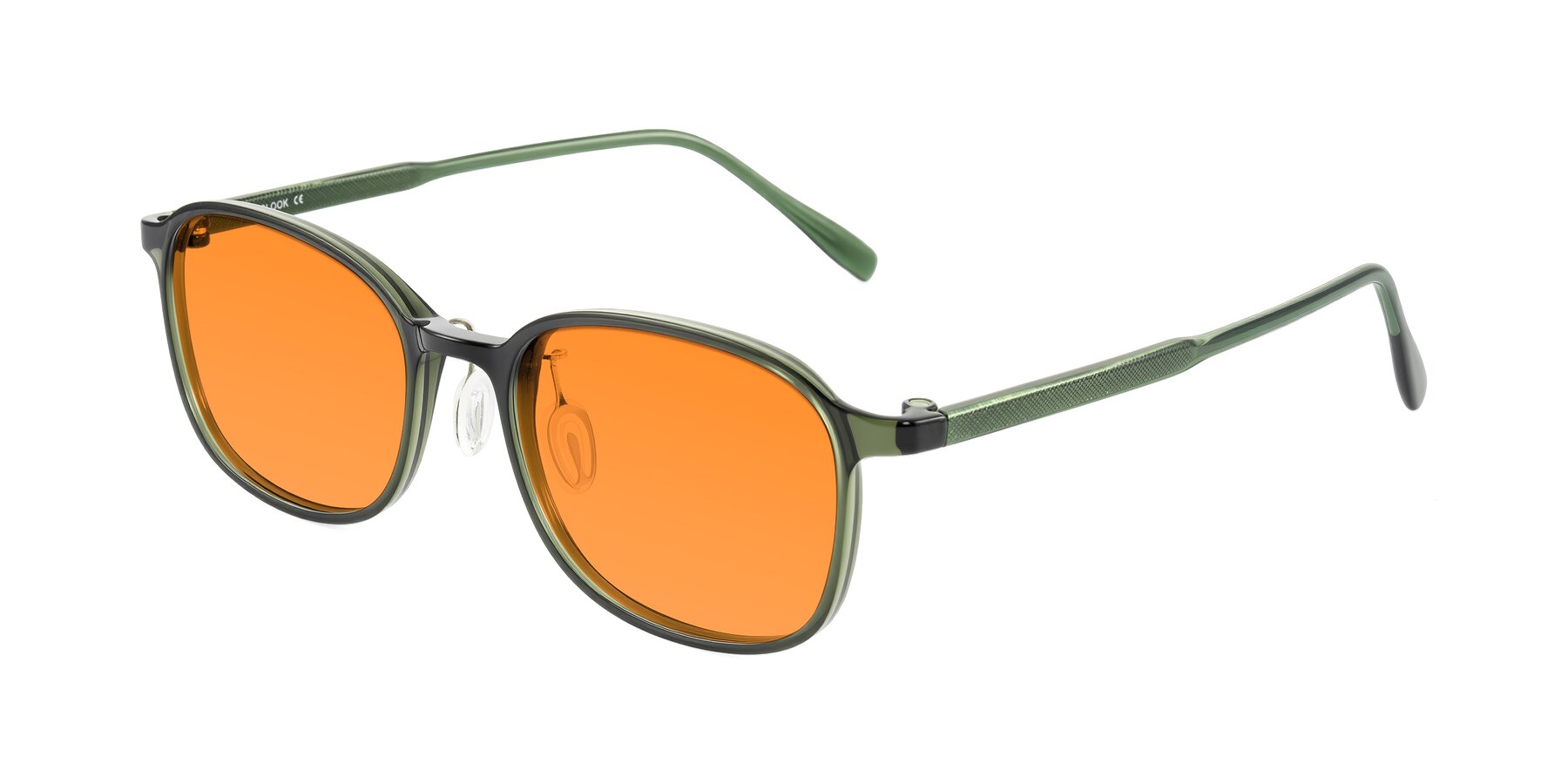 Angle of Sogge in Dark Green with Orange Tinted Lenses