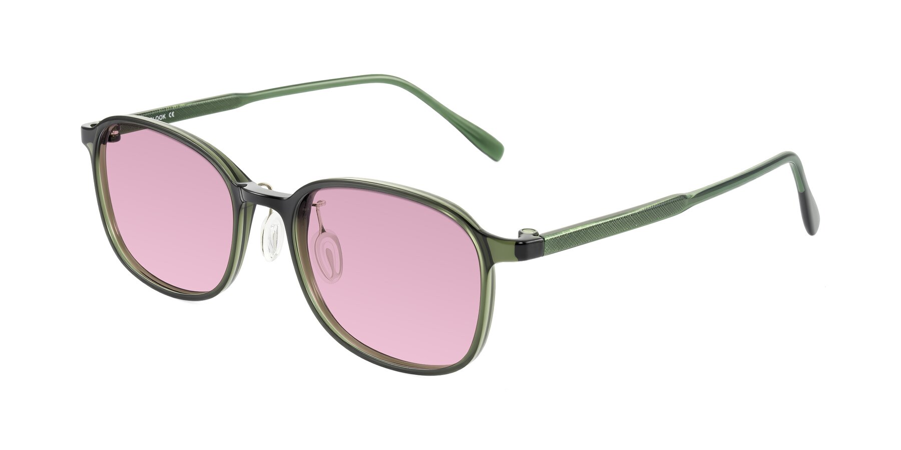 Angle of Sogge in Dark Green with Light Wine Tinted Lenses