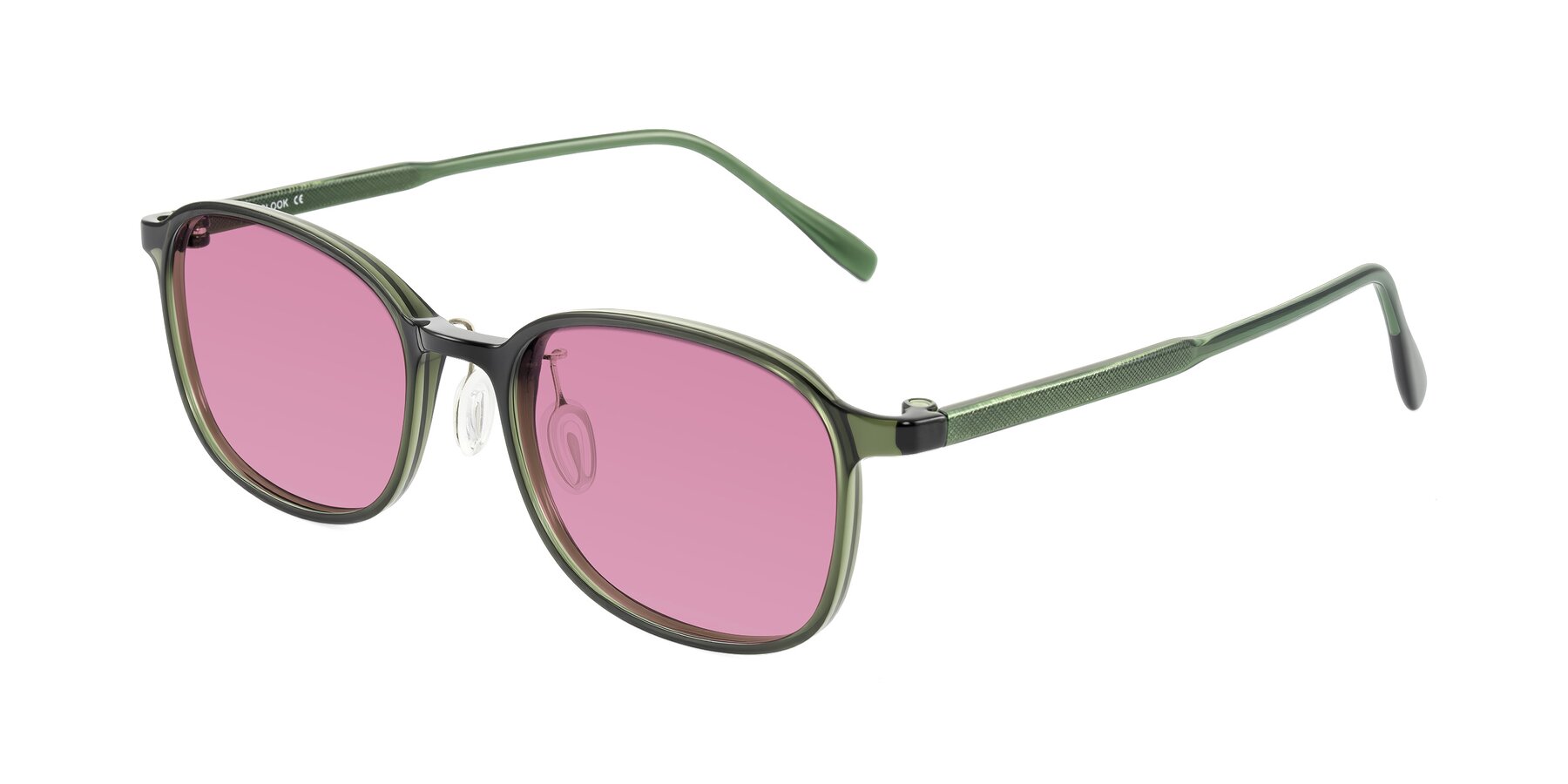 Angle of Sogge in Dark Green with Medium Wine Tinted Lenses