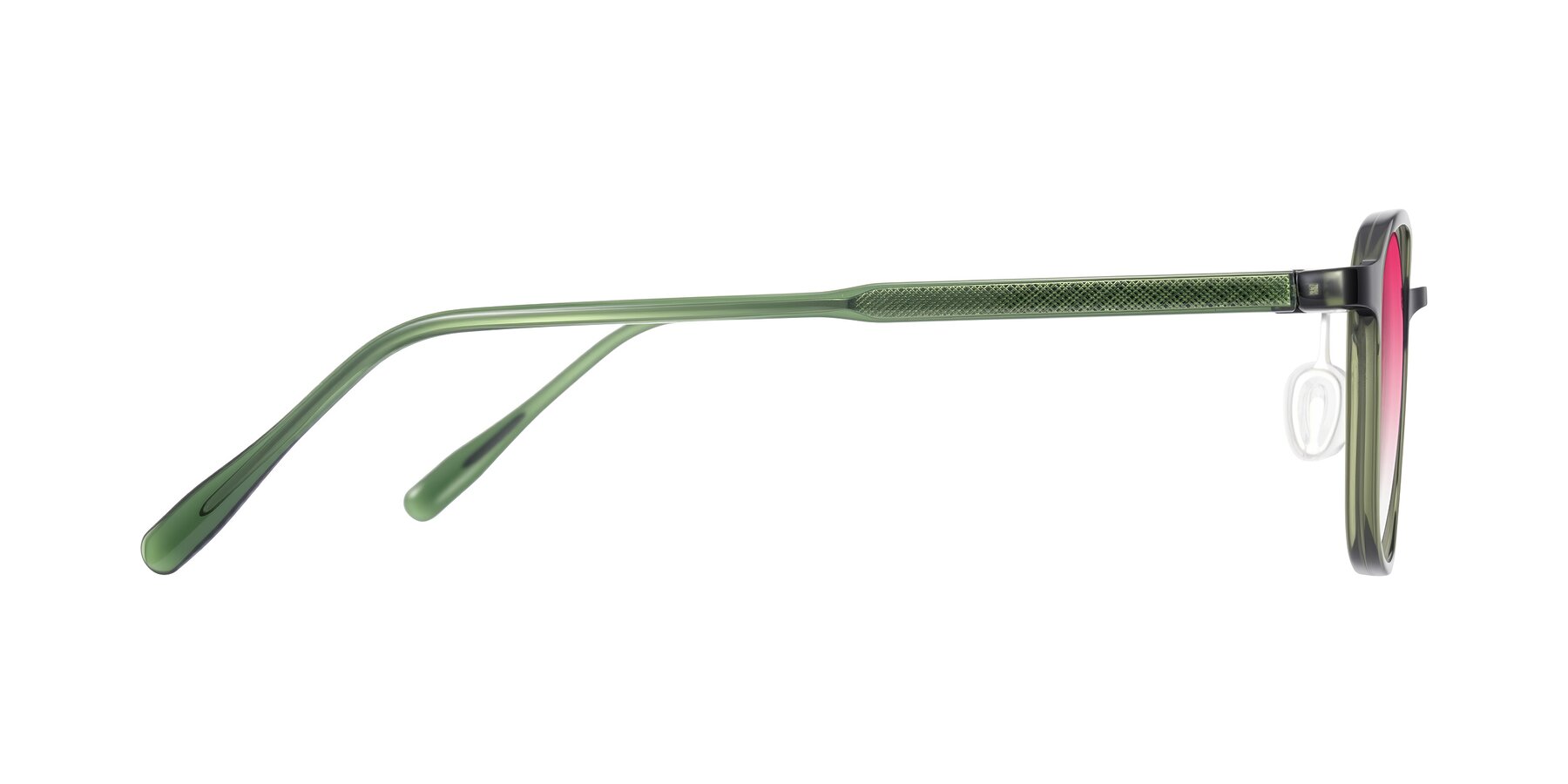 Side of Sogge in Dark Green with Pink Gradient Lenses