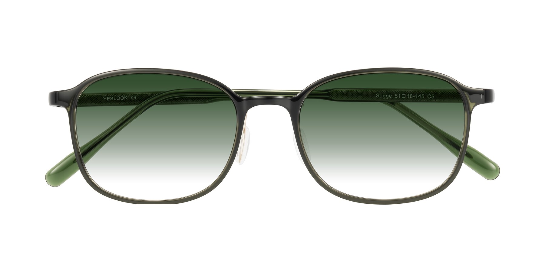 Folded Front of Sogge in Dark Green with Green Gradient Lenses
