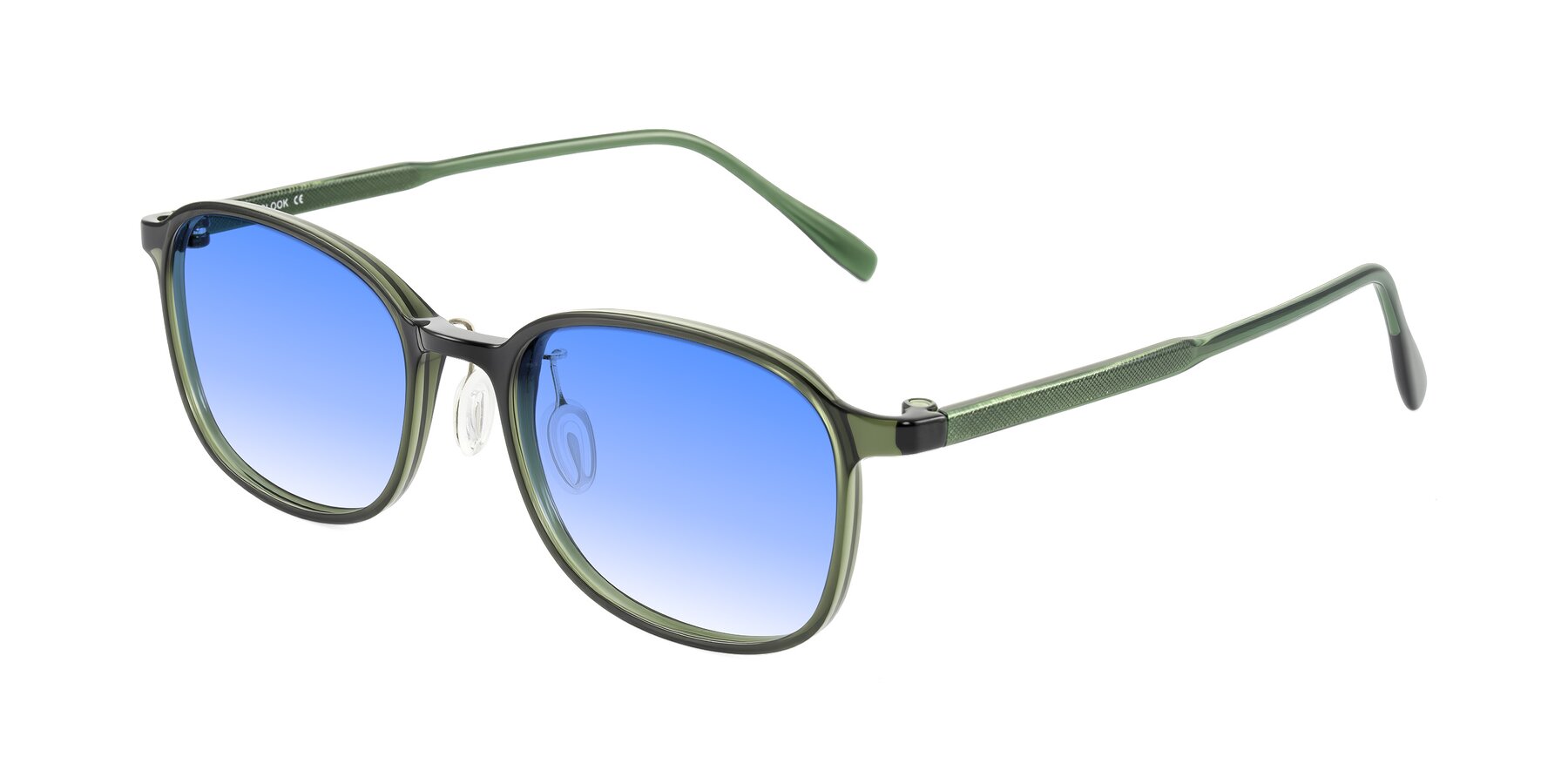 Angle of Sogge in Dark Green with Blue Gradient Lenses