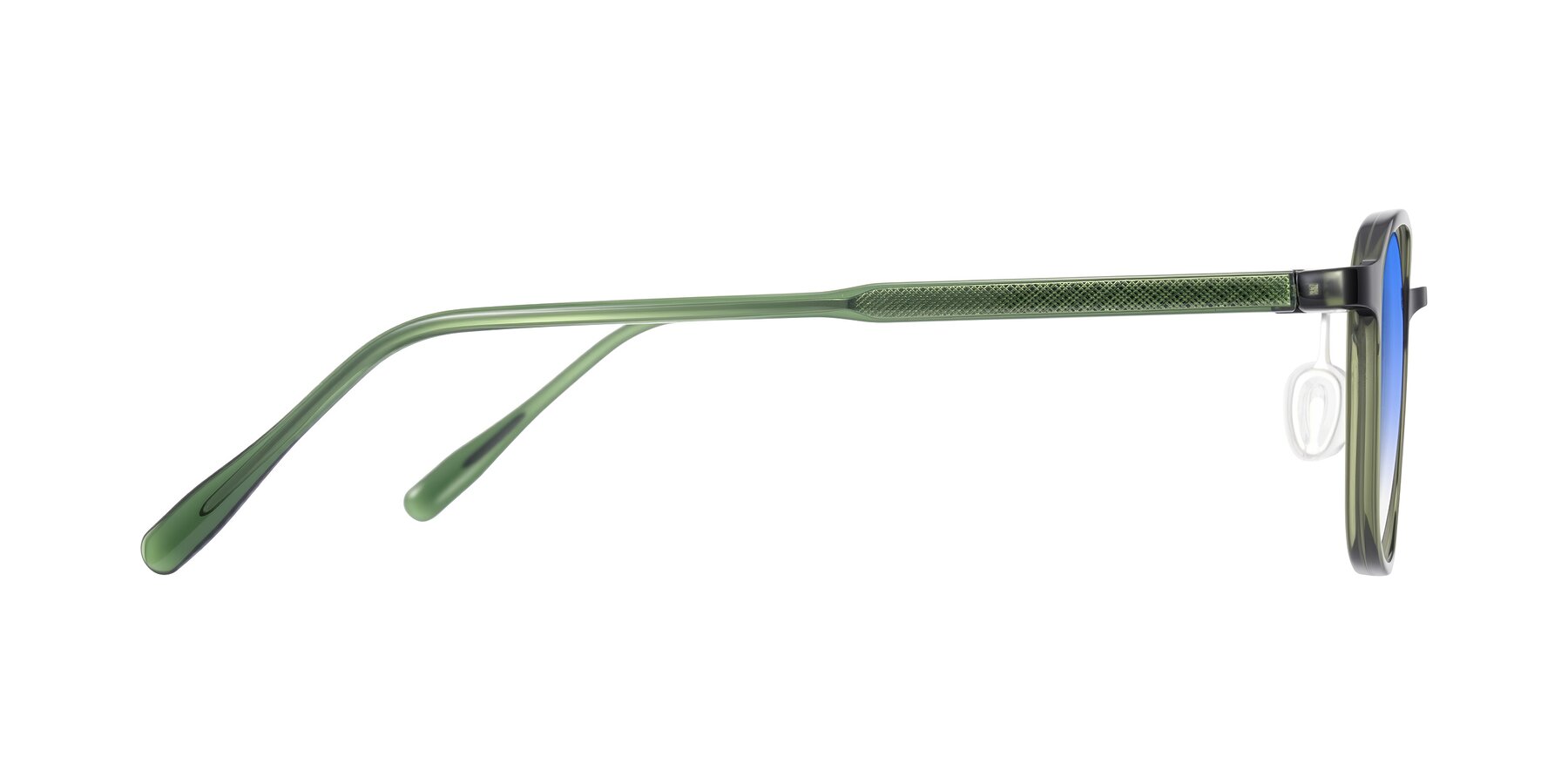 Side of Sogge in Dark Green with Blue Gradient Lenses