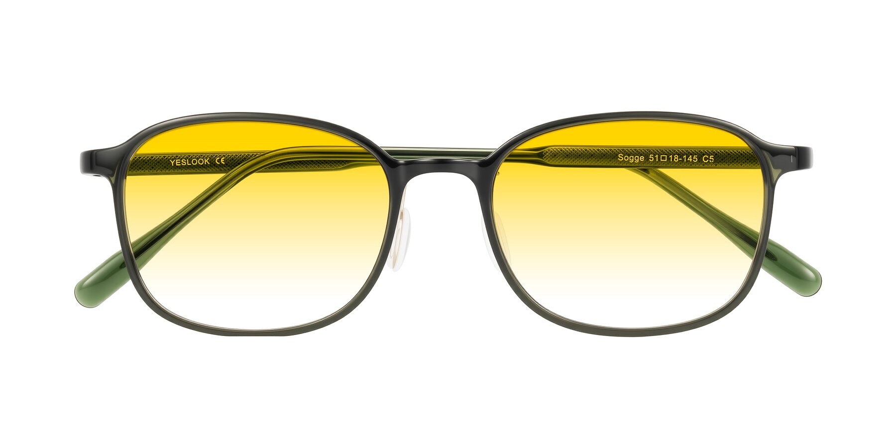 Folded Front of Sogge in Dark Green with Yellow Gradient Lenses