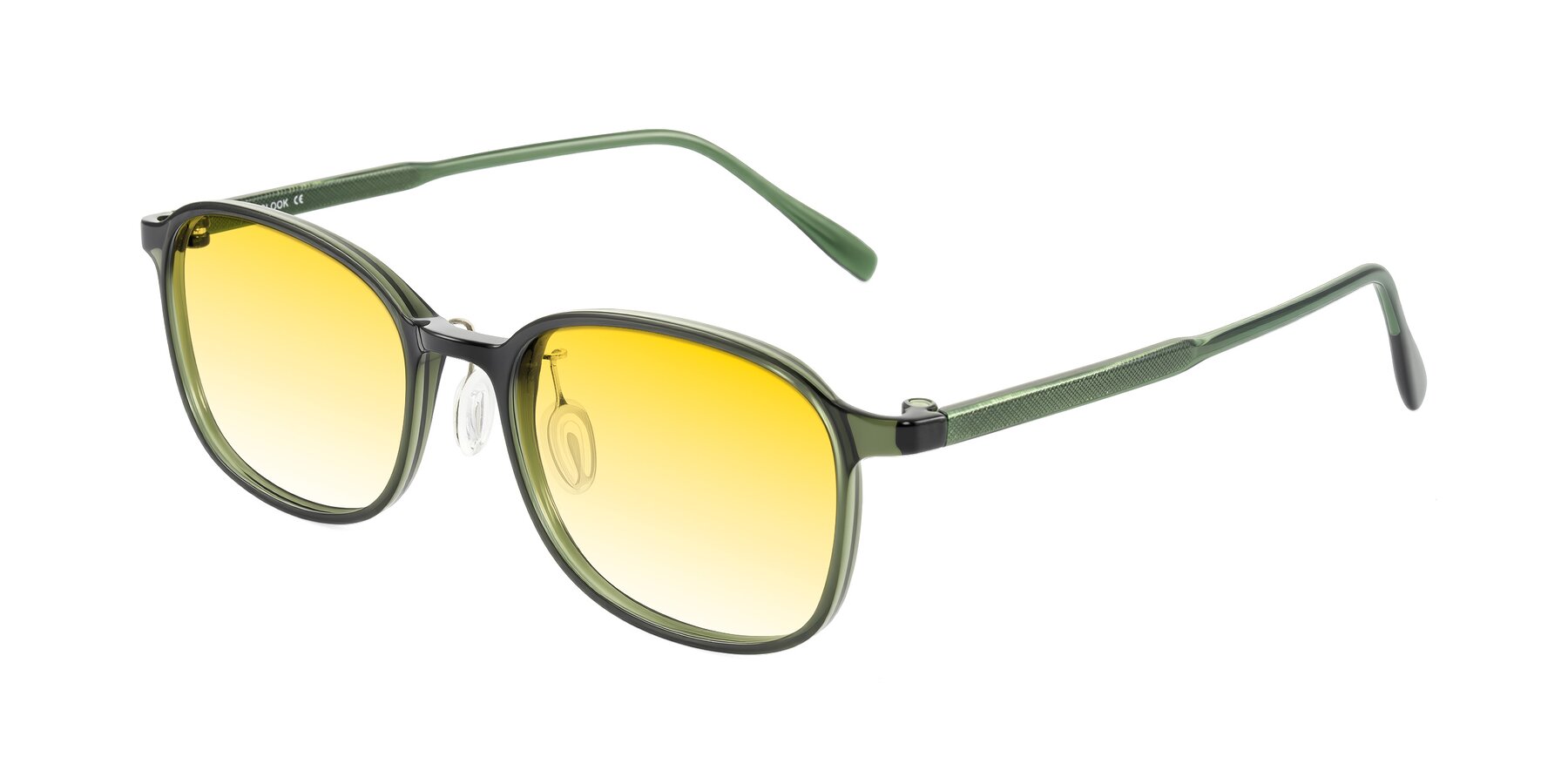 Angle of Sogge in Dark Green with Yellow Gradient Lenses