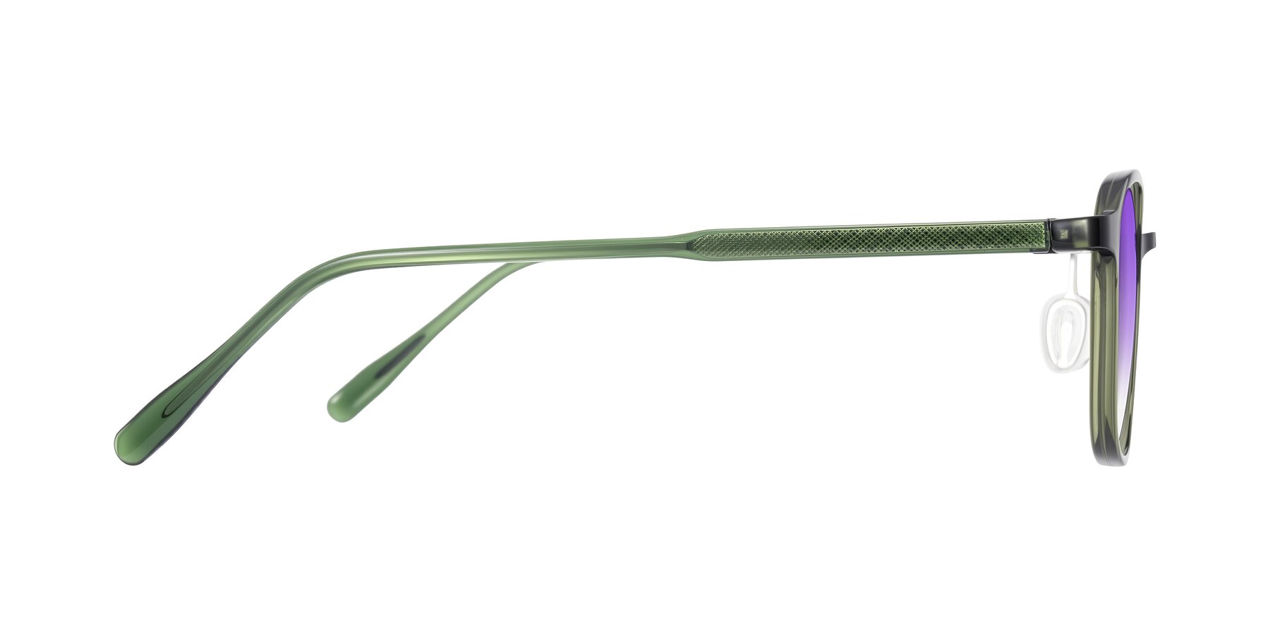 Side of Sogge in Dark Green with Purple Gradient Lenses