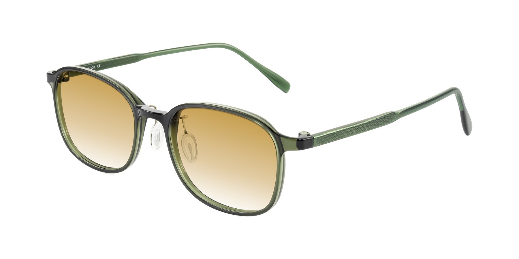 Angle of Sogge in Dark Green with Champagne Gradient Lenses