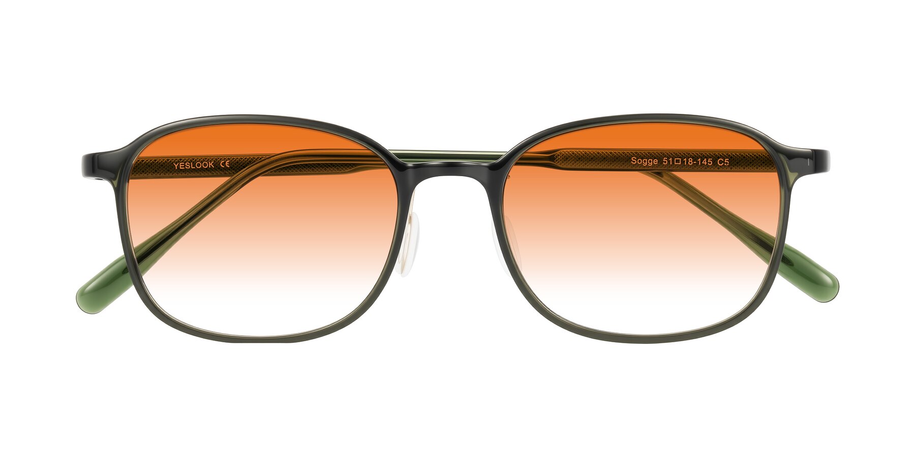 Folded Front of Sogge in Dark Green with Orange Gradient Lenses