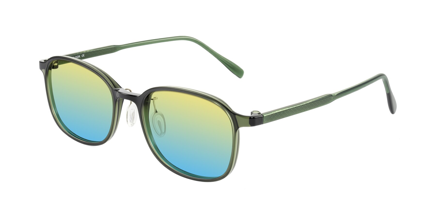 Angle of Sogge in Dark Green with Yellow / Blue Gradient Lenses