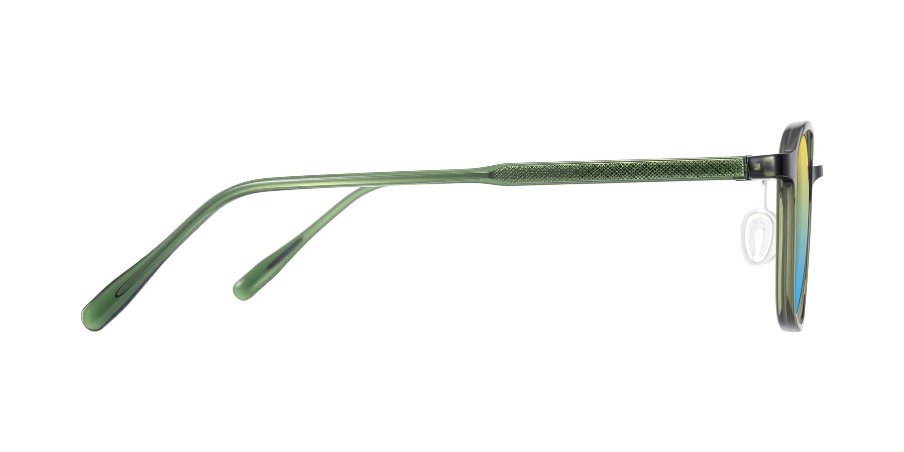 Side of Sogge in Dark Green with Yellow / Blue Gradient Lenses