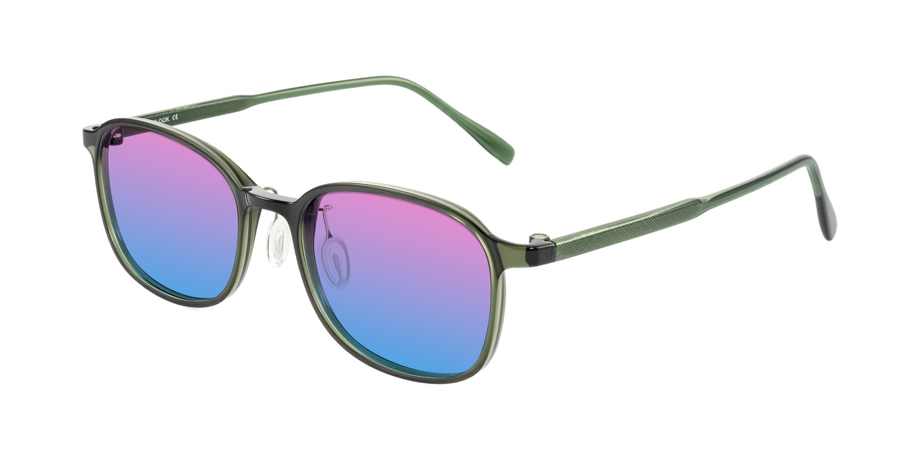 Angle of Sogge in Dark Green with Pink / Blue Gradient Lenses