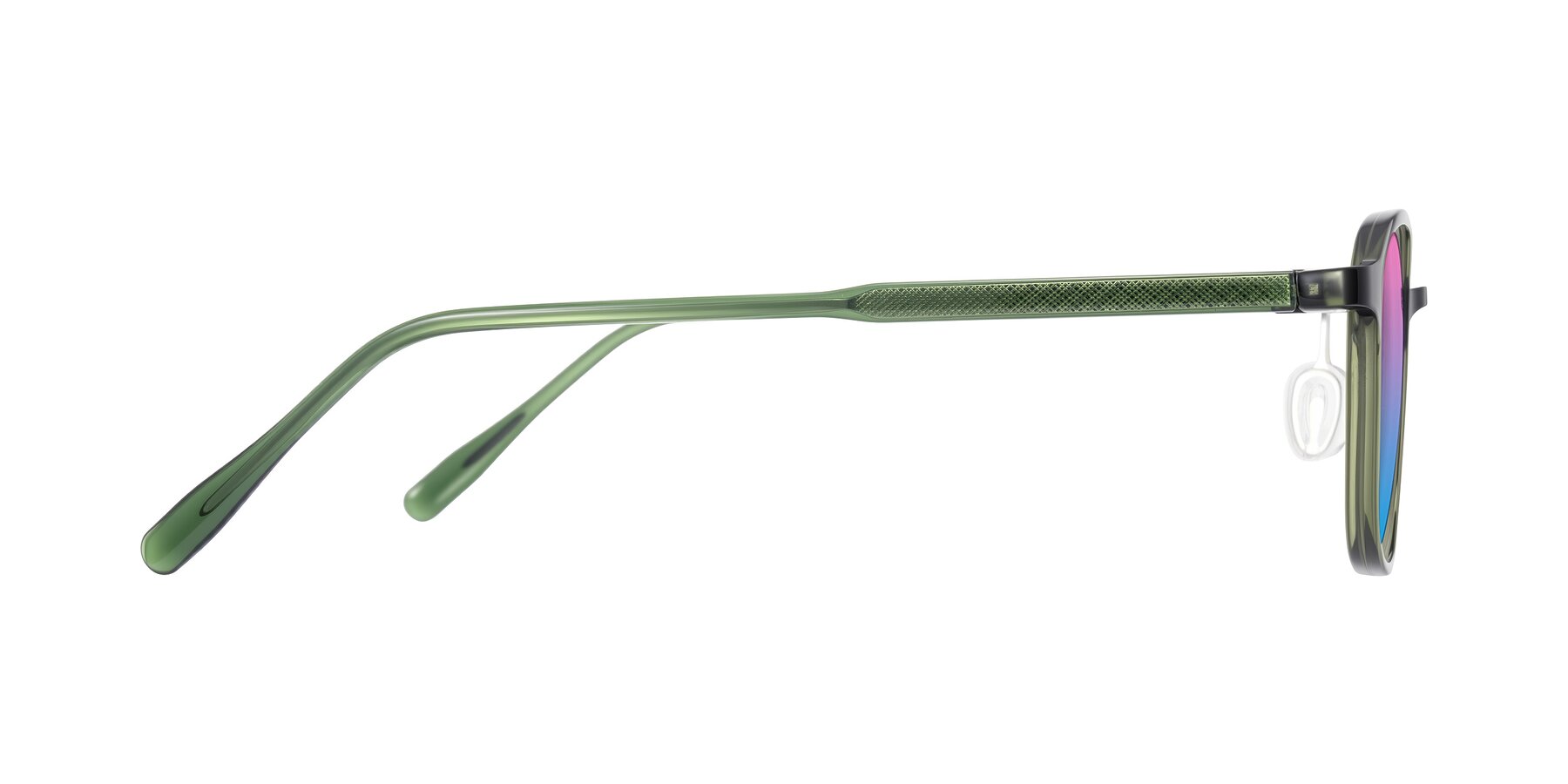 Side of Sogge in Dark Green with Pink / Blue Gradient Lenses