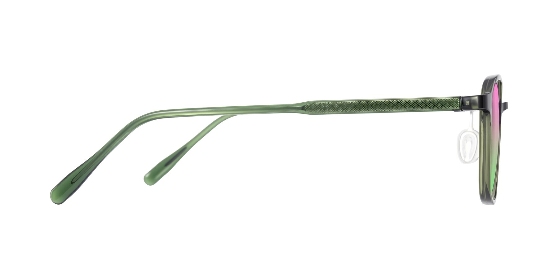 Side of Sogge in Dark Green with Pink / Green Gradient Lenses