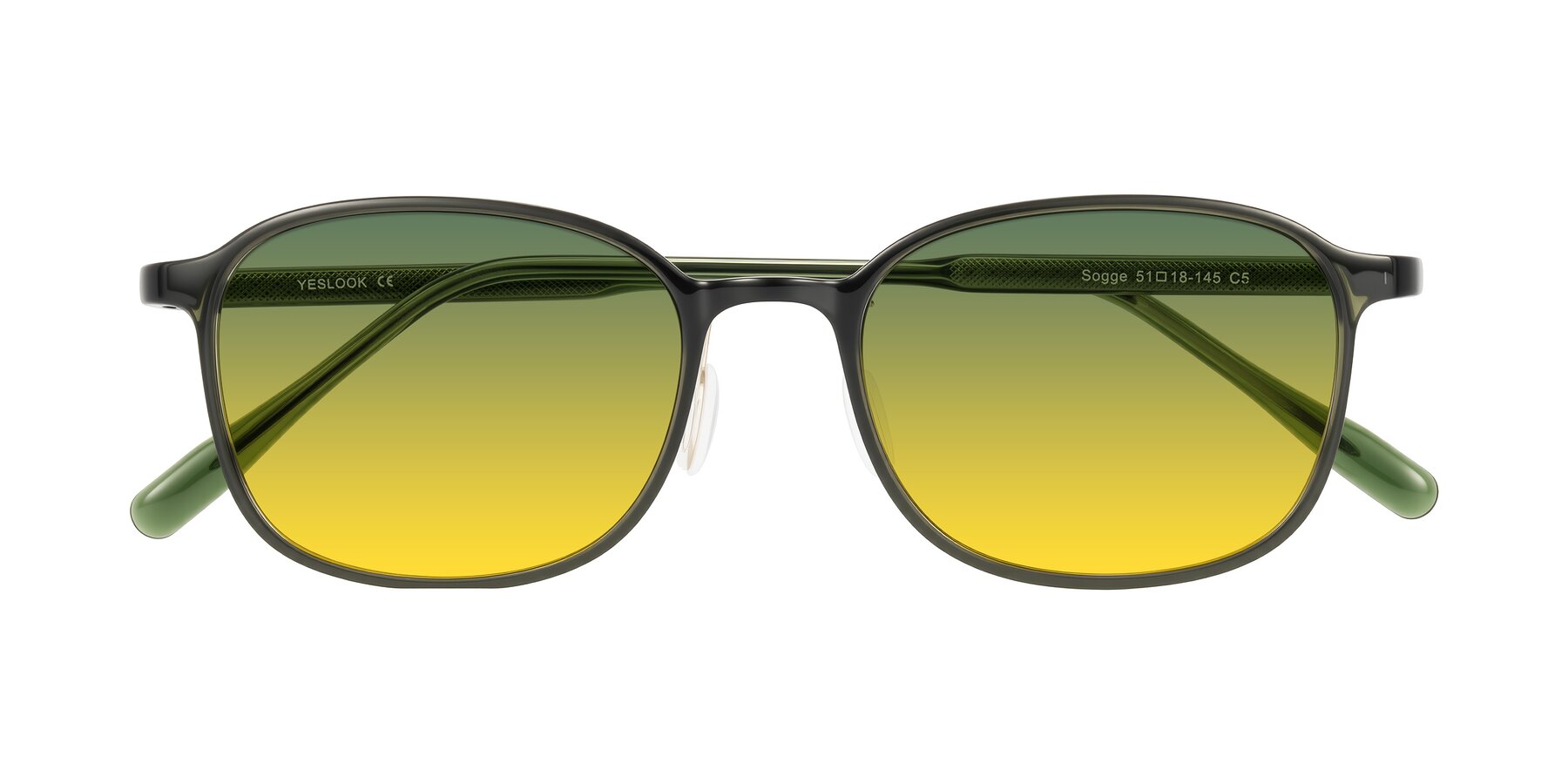 Folded Front of Sogge in Dark Green with Green / Yellow Gradient Lenses