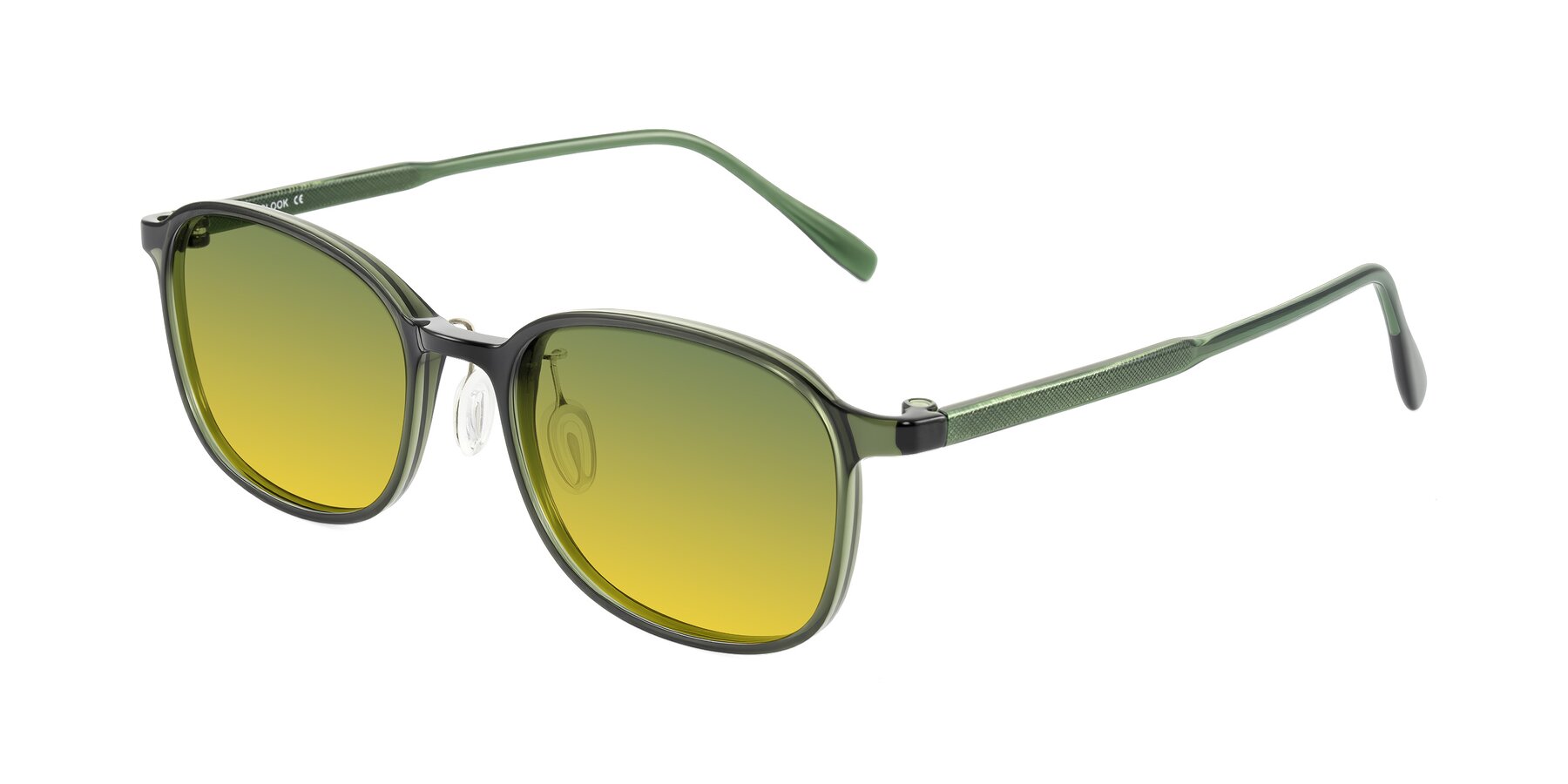 Angle of Sogge in Dark Green with Green / Yellow Gradient Lenses