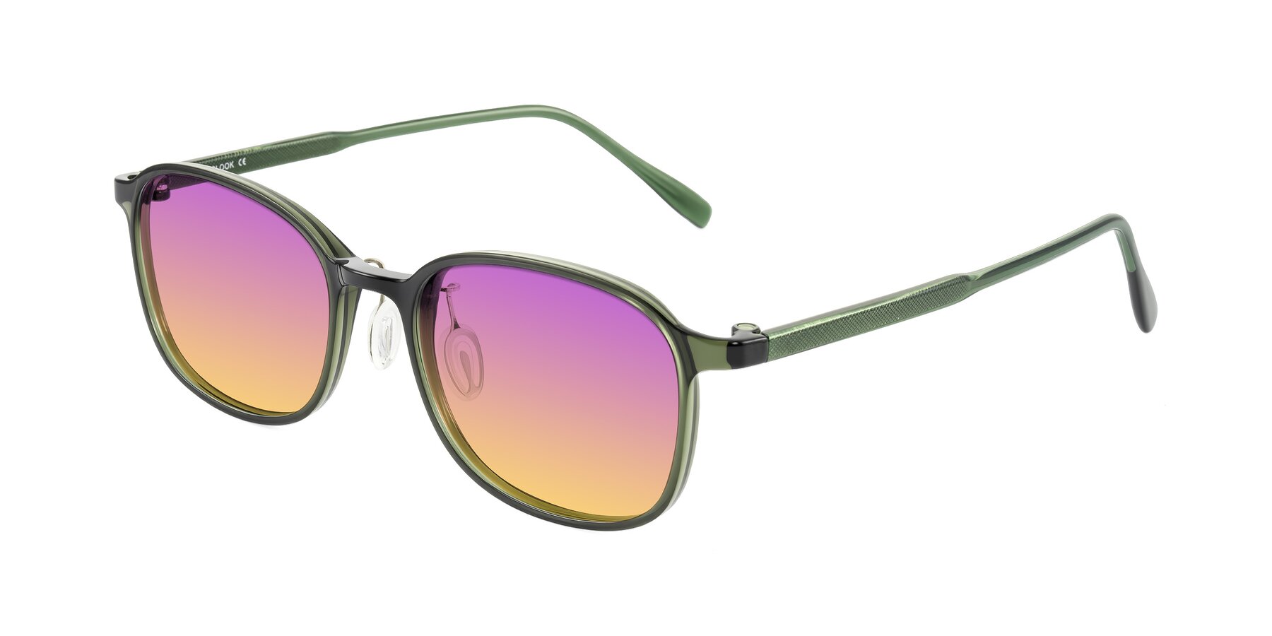 Angle of Sogge in Dark Green with Purple / Yellow Gradient Lenses