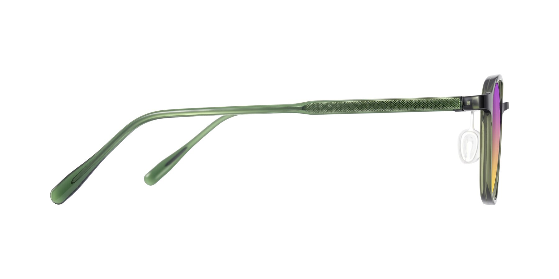 Side of Sogge in Dark Green with Purple / Yellow Gradient Lenses