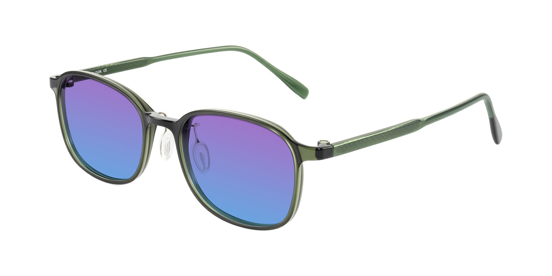 Angle of Sogge in Dark Green with Purple / Blue Gradient Lenses