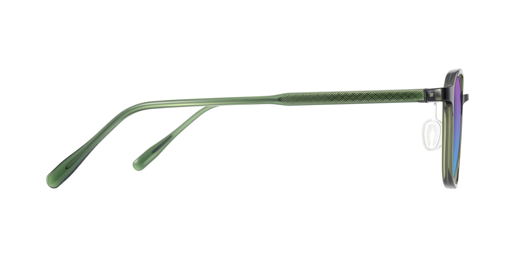 Side of Sogge in Dark Green with Purple / Blue Gradient Lenses