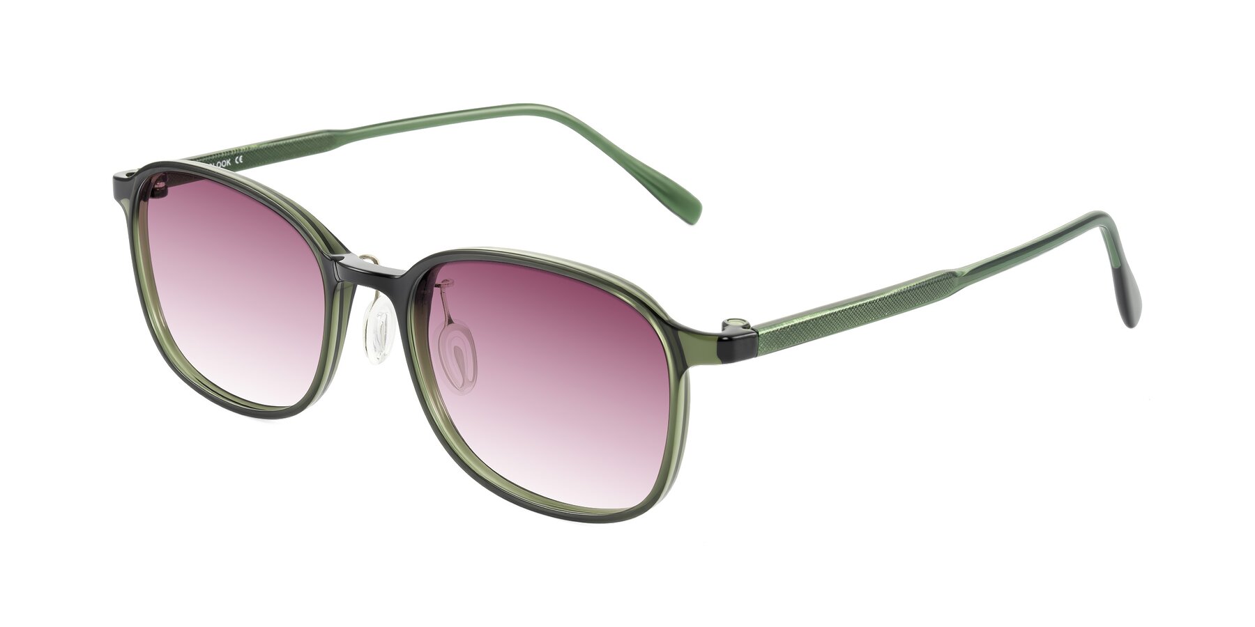 Angle of Sogge in Dark Green with Wine Gradient Lenses