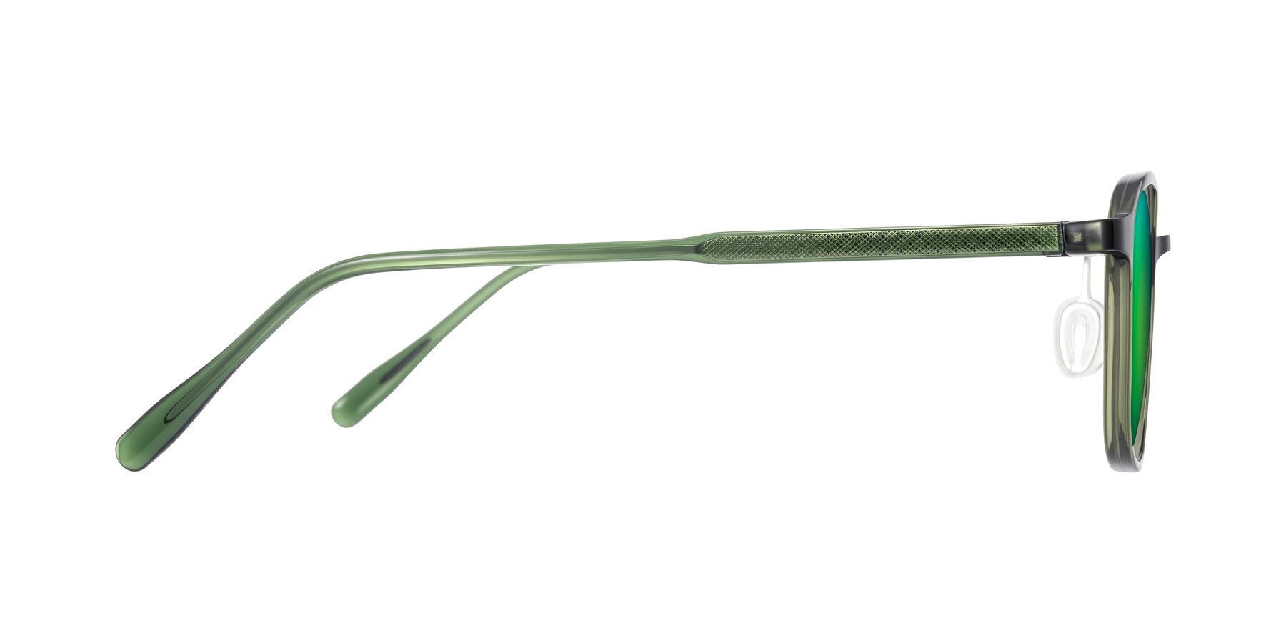 Side of Sogge in Dark Green with Green Mirrored Lenses