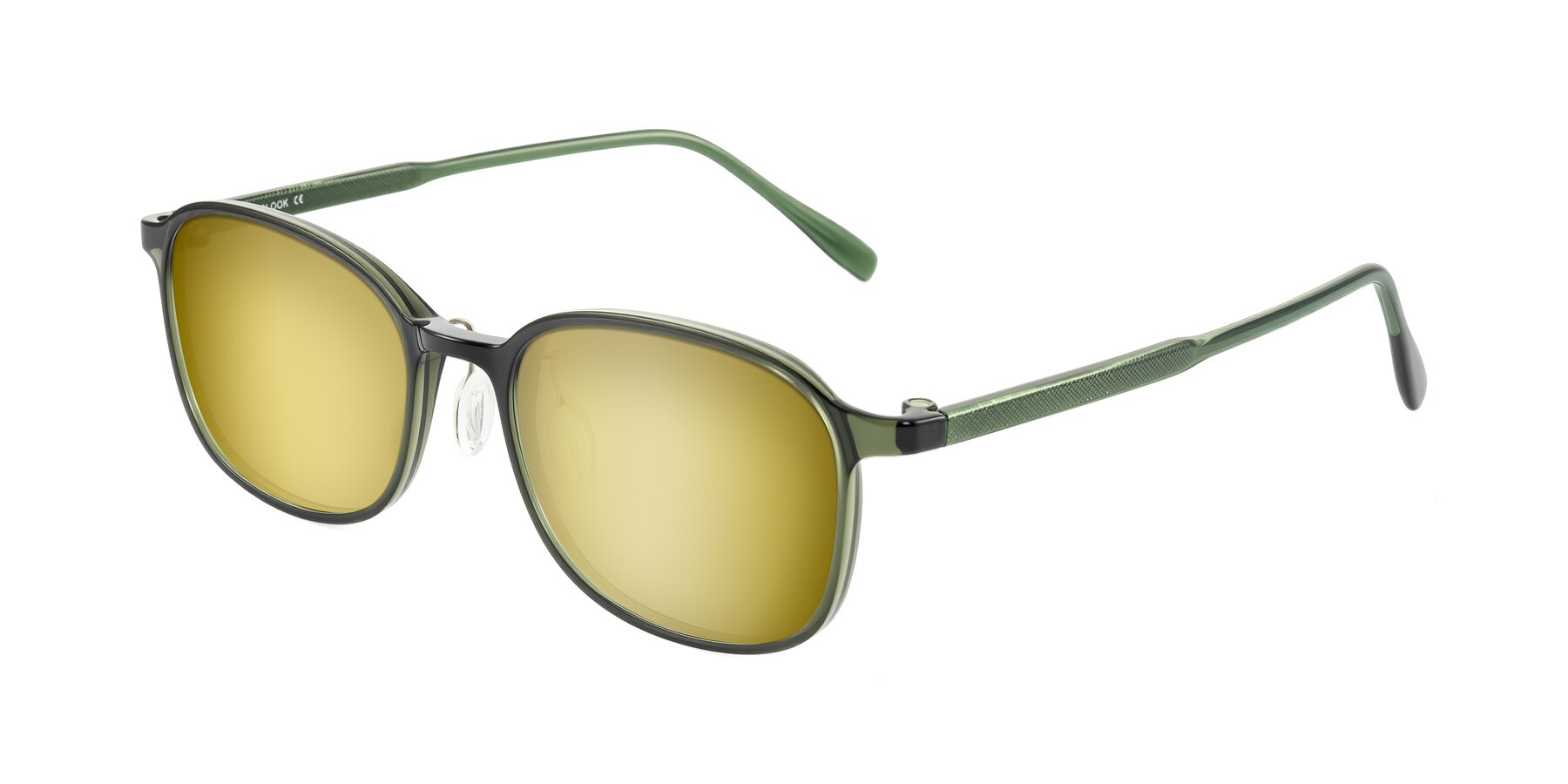 Angle of Sogge in Dark Green with Gold Mirrored Lenses