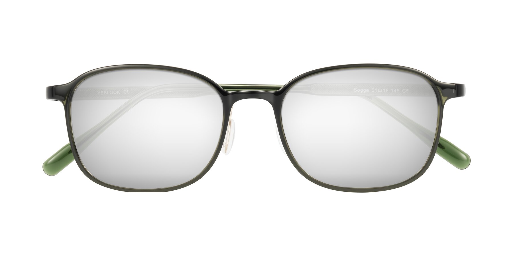 Folded Front of Sogge in Dark Green with Silver Mirrored Lenses
