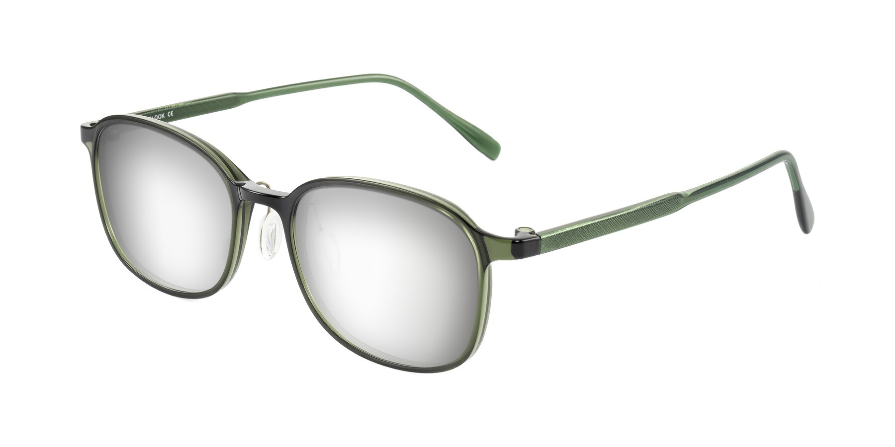Angle of Sogge in Dark Green with Silver Mirrored Lenses