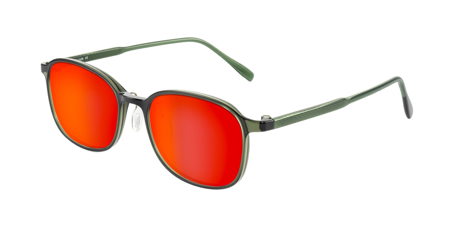 Angle of Sogge in Dark Green with Red Gold Mirrored Lenses