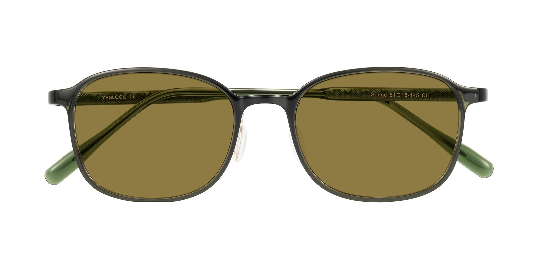 Folded Front of Sogge in Dark Green with Brown Polarized Lenses