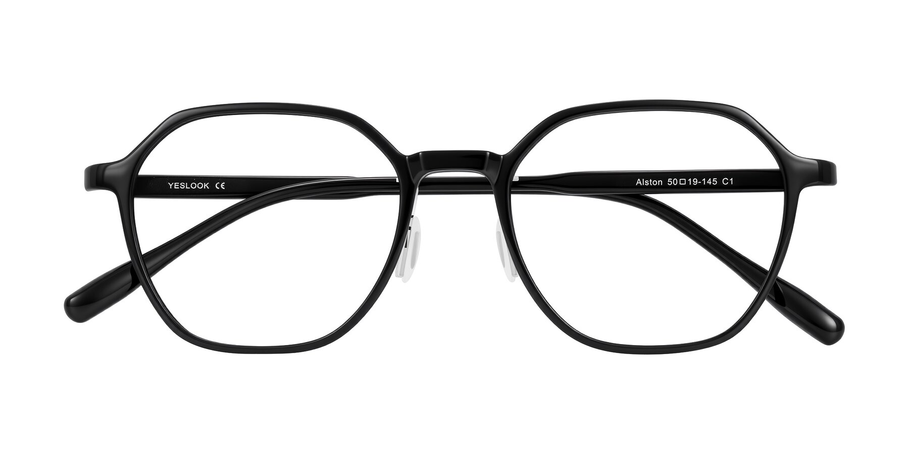 Folded Front of Alston in Black with Clear Eyeglass Lenses