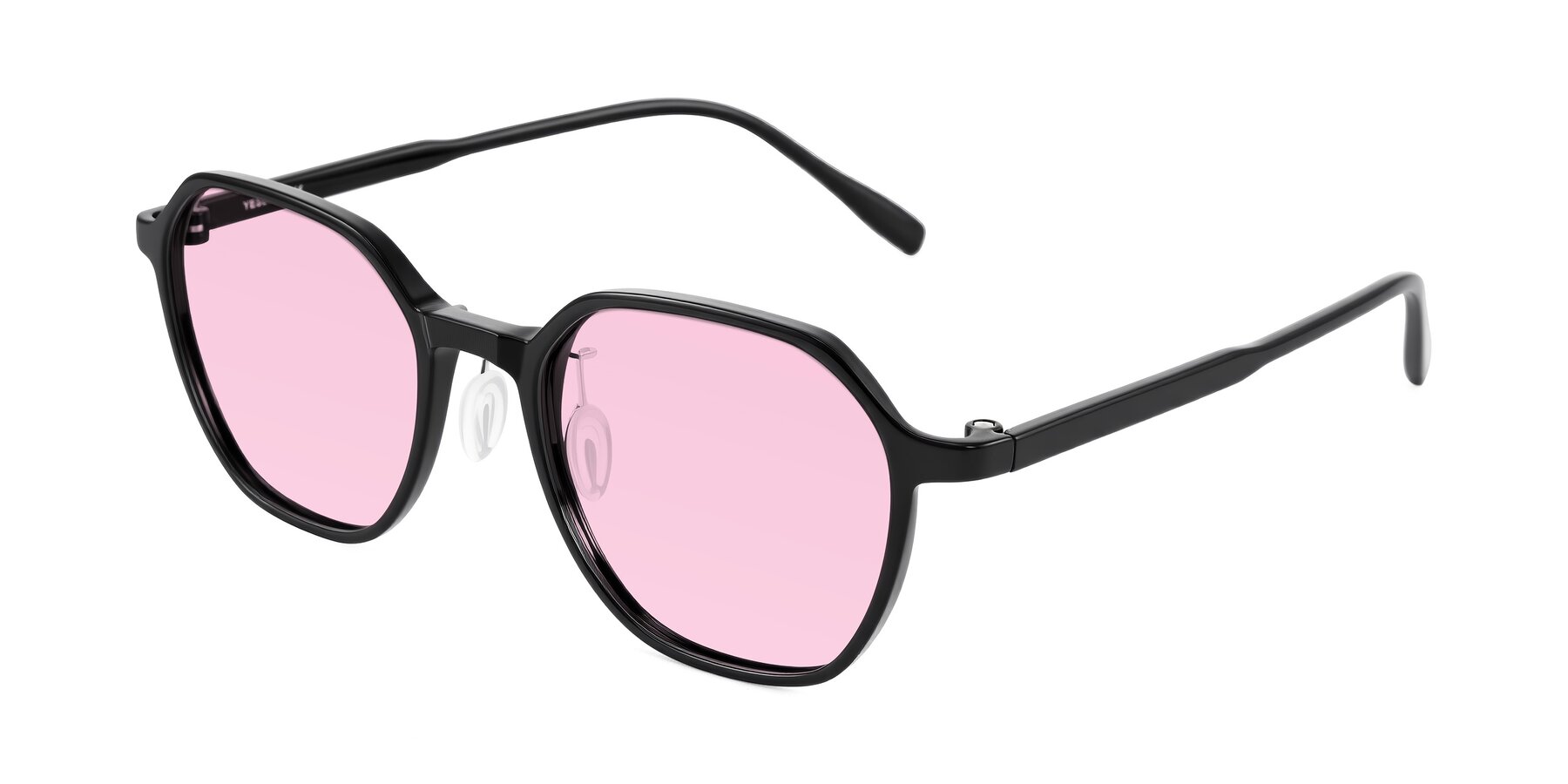 Angle of Alston in Black with Light Pink Tinted Lenses