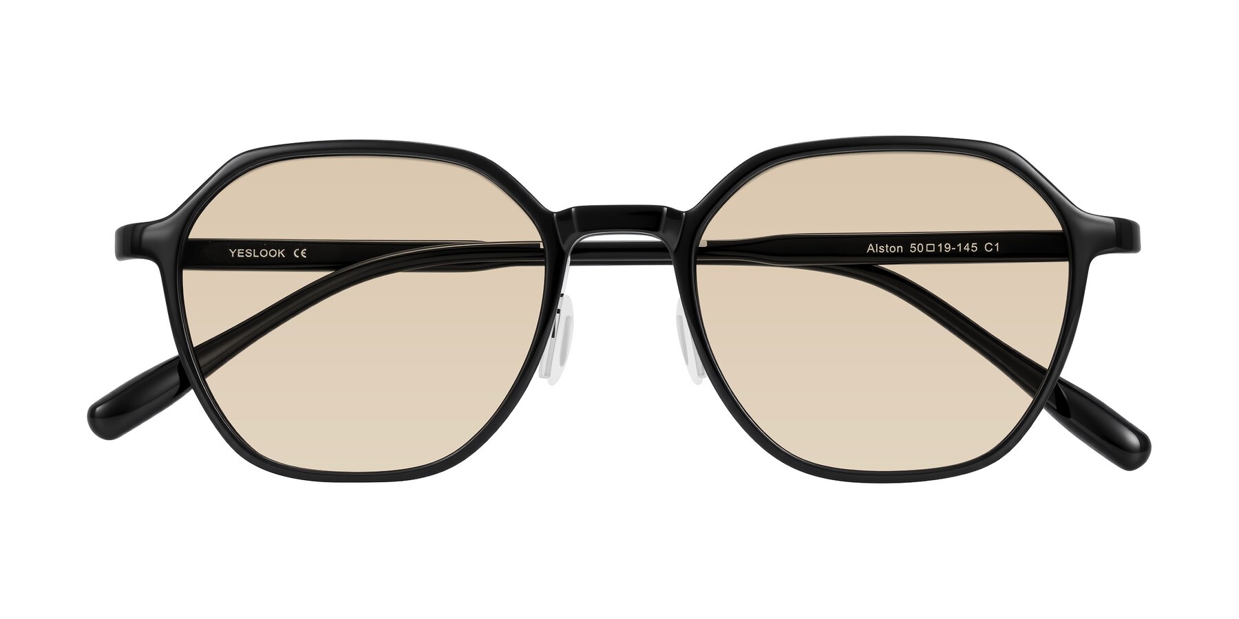Folded Front of Alston in Black with Light Brown Tinted Lenses