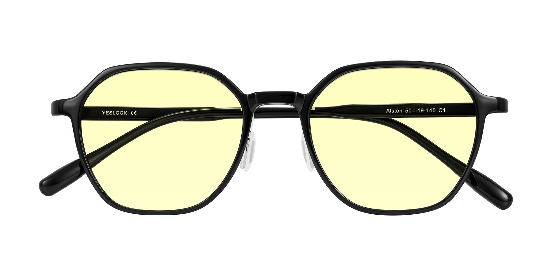 Folded Front of Alston in Black with Light Yellow Tinted Lenses