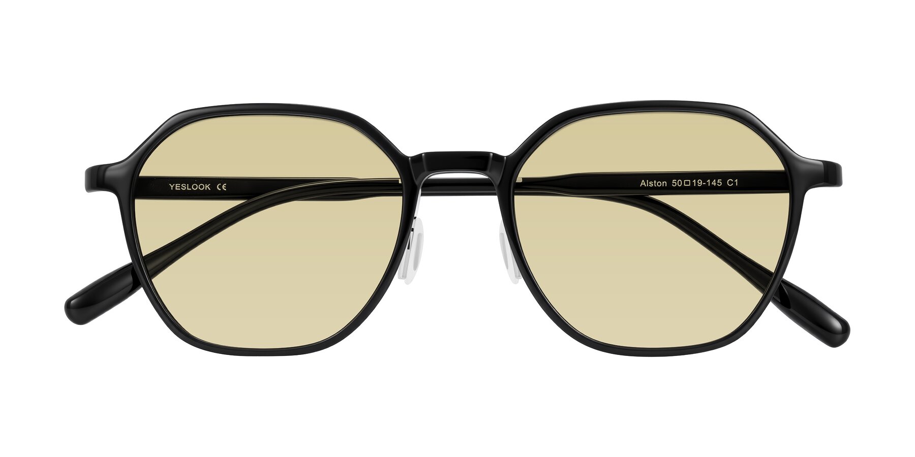 Folded Front of Alston in Black with Light Champagne Tinted Lenses