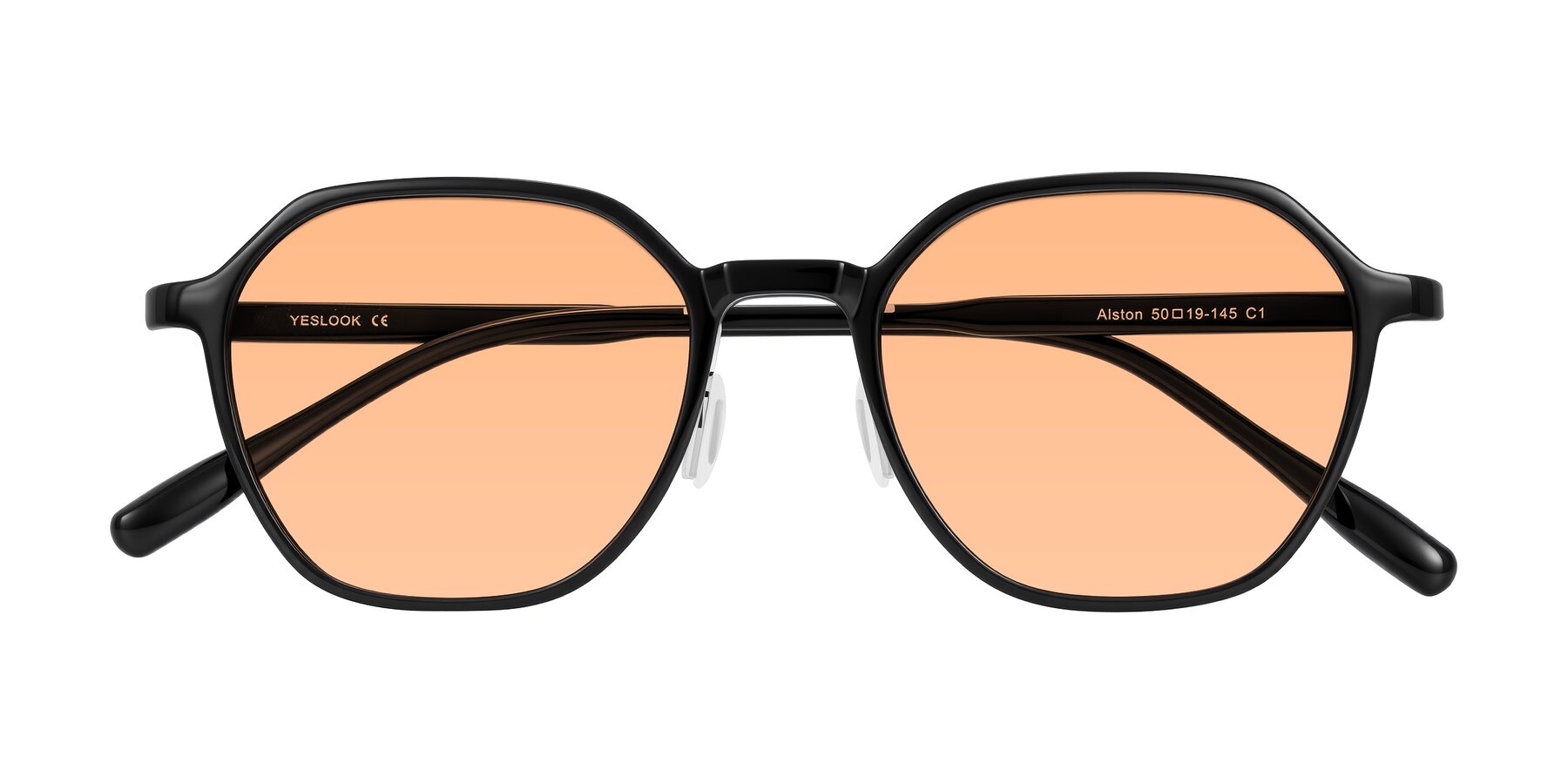 Folded Front of Alston in Black with Light Orange Tinted Lenses