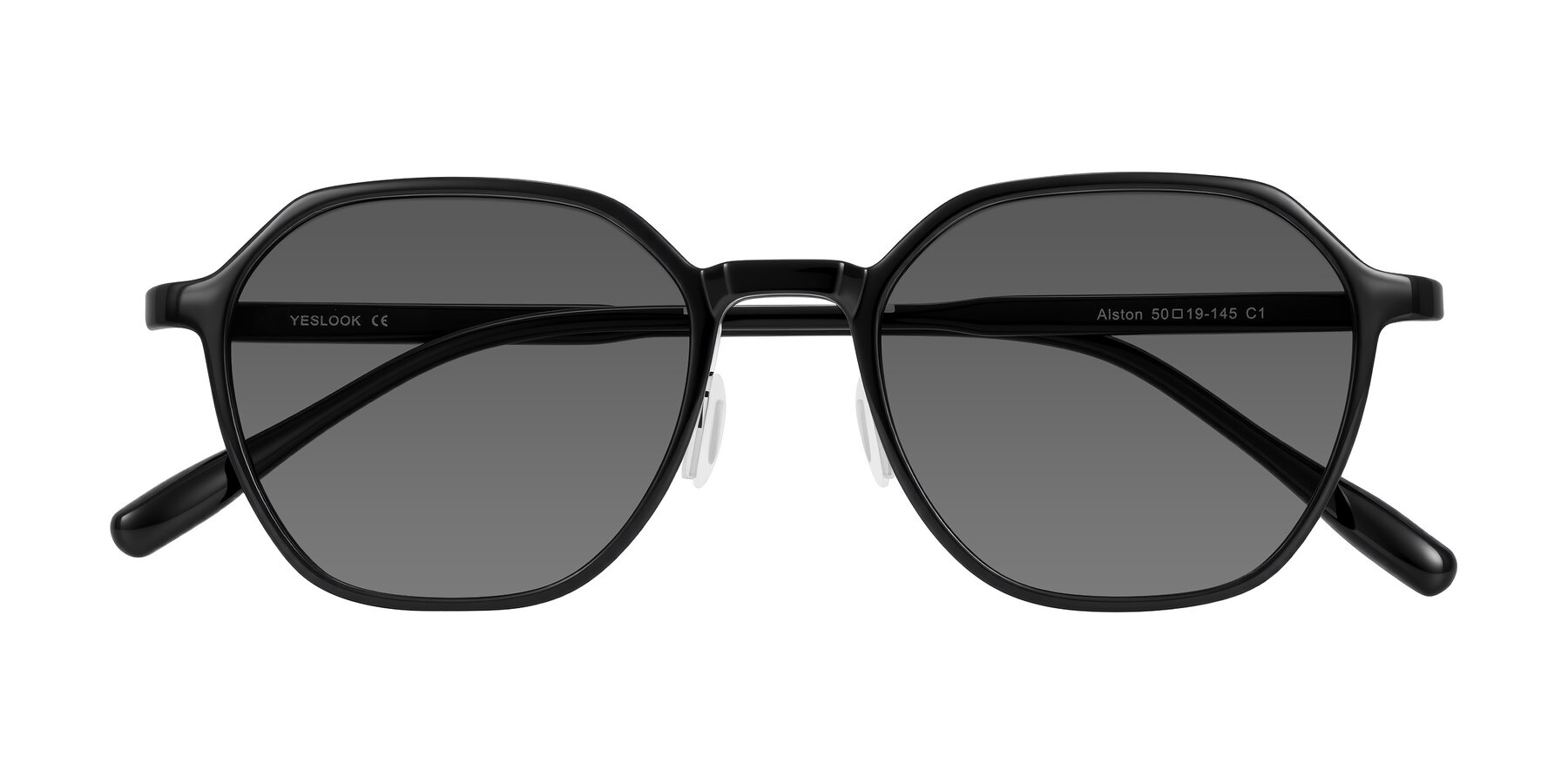 Folded Front of Alston in Black with Medium Gray Tinted Lenses