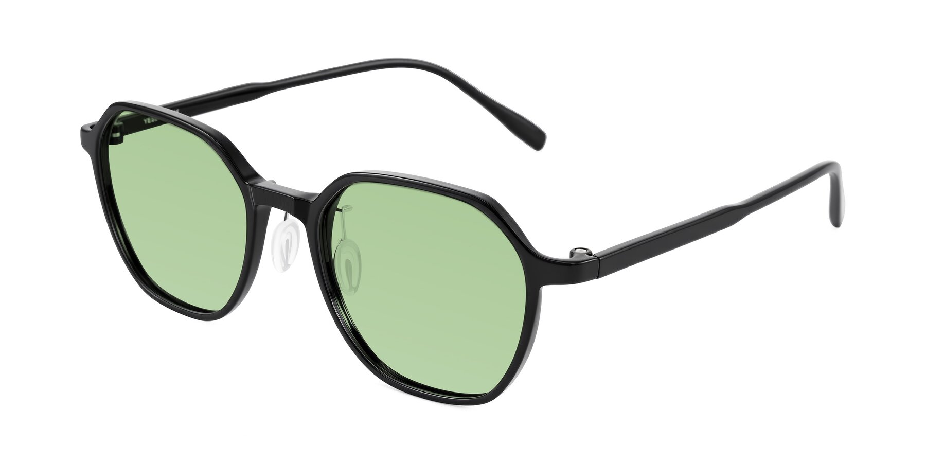 Angle of Alston in Black with Medium Green Tinted Lenses