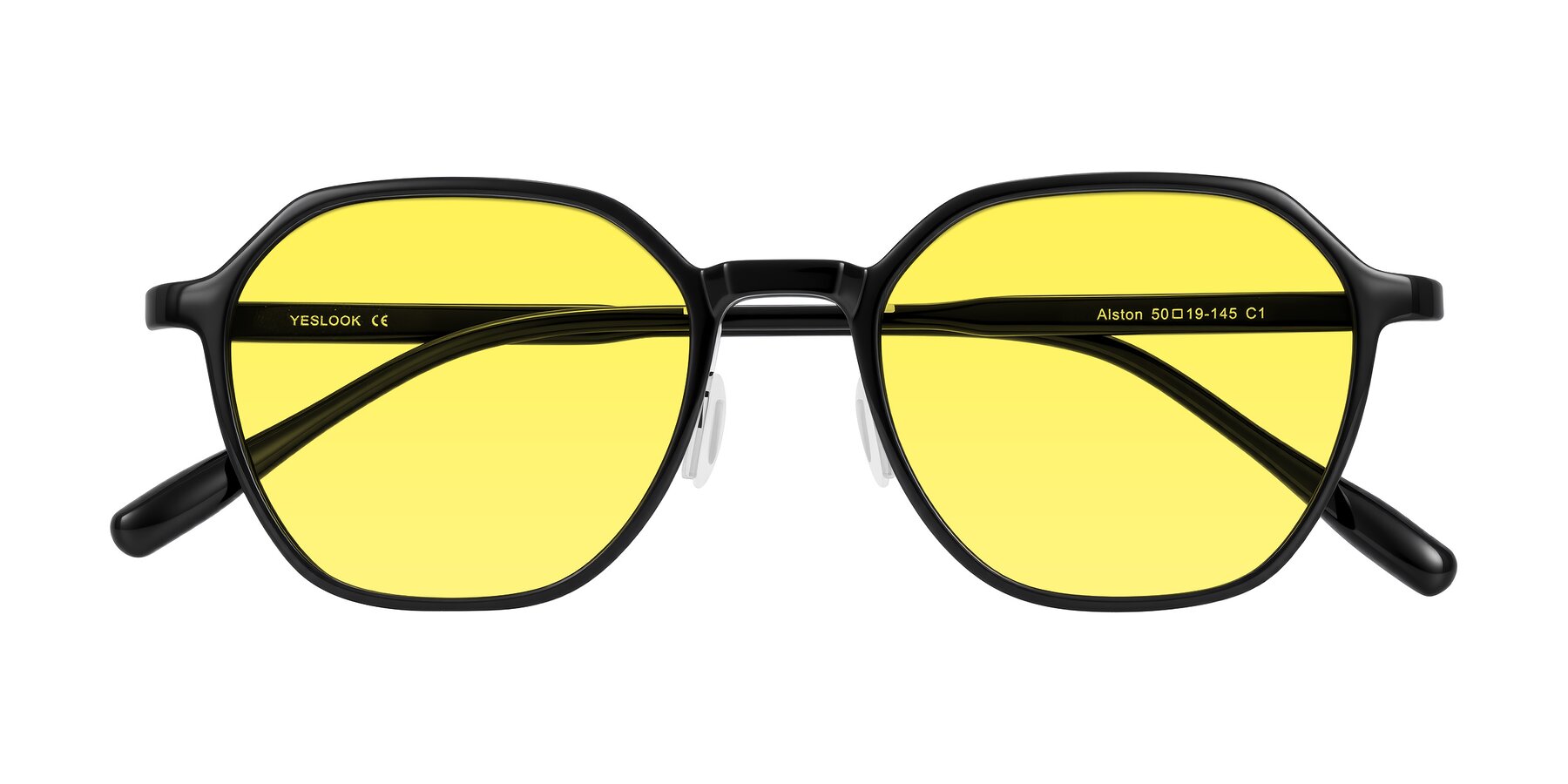 Folded Front of Alston in Black with Medium Yellow Tinted Lenses